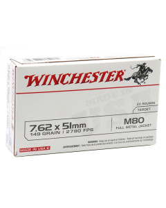 Winchester Ammo WM80 USA 7.62x51mm NATO 149gr FMJ