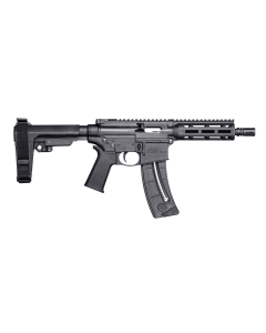 Smith & Wesson M&P15 Pistol 22 LR 8" Black Carbon Steel Barrel 25+1, Black SB Tactical SBA3 Adjustable Arm Brace Stock, Black Magpul MOE Grip, Manual Safety, Optics Ready