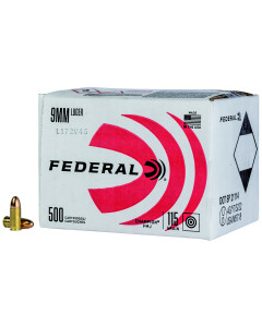 Federal Power-Shok 9mm 115gr FMJ 500rd Case