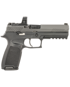 Sig Sauer P320 RXZP Full Size Frame 9mm Luger 17+1, 4.70" Black Carbon Steel Barrel, Black Nitron Optic Ready/Serrated Stainless Steel Slide, Black Nitron Polymer Frame w/Beavertail & Picatinny Rail, Black Polymer Grip, SIG ROMEOZERO-PRO 3 MOA