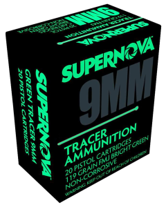Piney Mountain Supernova Green Tracer Non Corrosive 9mm 119gr FMJ 20rd Box