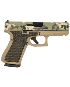 Glock G19 Gen 5MOS Compact 9mm 15+1, 4.02" Hunter Camo Cerakote MOS Cut/Serrated Steel Slide, YNOT Lasered Grip