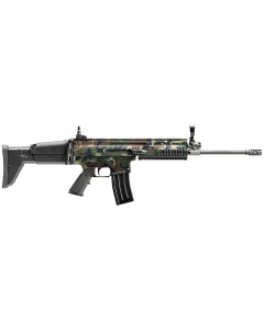 FN SCAR 16S 5.56x45mm NATO 30+1 16.25" Compensated Barrel, Picatinny Rail Aluminum Receiver, Woodland Camo Synthetic Adj Telescopic Stock, A2 Style Grip, Ambidextrous