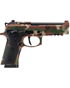 Beretta USA Full Size 9mm 18+1 4.70" Black Inox Steel Barrel, Battle Dress Uniform Cerakote Serrated Steel Slide & Steel Frame w/Beavertail & Picatinny Rail, Black Textured Grip, Ambidextrous