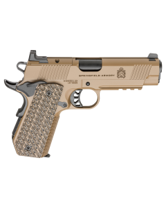 Springfield Armory 1911 TRP AOS Carry 45 ACP 7+1 4.25" Black Match Grade Barrel, Coyote Brown Cerakote Optic Ready/Serrated Carbon Steel Slide & Frame w/Beavertail & Picatinny Rail, VZ Hydra G10 Grip, 3 Mags