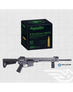 Bundle - 1 Box (300rds) Aguila 5.56NATO 62gr Green Tips and 1 Maxim MD15L AR15 Sniper Grey