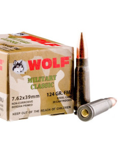 Wolf 124gr FMJ  7.62x39  Steel Case 