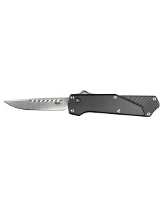 Southern Grind Arachnid 3.2" OTF Drop Point Satin Folding Blade - Black 7075 Handle