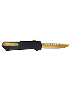 Southern Grind Arachnid 3.2" OTF Drop Point Bronze Folding Blade - Black 7075 Handle