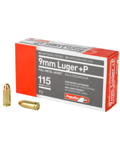 Aguila Ammunition 9MM+P, 115 Grain, Full Metal Jacket,50 Round Box 1E092118
