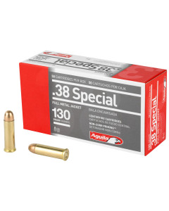 Aguila Ammunition Pistol, 38 Special, 130 Grain, Full Metal Jacket, 50 Round Box 1E382521