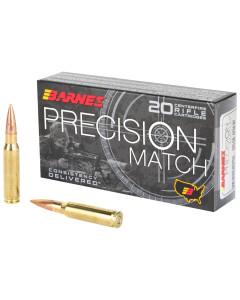 Barnes Precision Match, 308 Win, 175 Grain, Open Tip Match Boat Tail, 20 Round Box 30818