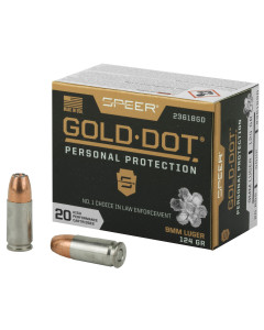 Speer Ammunition Speer Gold Dot, Personal Protection, 9MM, 124 Grain, Hollow Point, 20 Round Box 23618GD