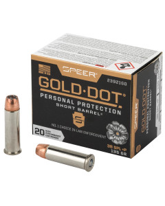 Speer Ammunition Speer Gold Dot, Personal Protection, 38 Special, 135 Grain, Hollow Point, +P, 20 Round Box 23921GD