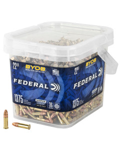 Federal BYOB, Rimfire Bucket, 22 LR, 36 Grain, Copper Plated Hollow Point, 1,375 Rounds Per Bucket, 2 Buckets Included 750BKT1375