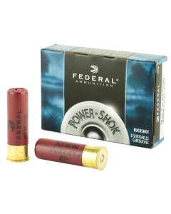 Federal PowerShok, 12 Gauge, 3", 00 Buck, Mag Dram, Buckshot, 15 Pellets,5 Round Box F13100
