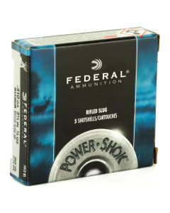 Federal PowerShok, 410 Gauge, 2.5", Max Dram, .25oz, Rifled Slug, Hollow Point,5 Round Box F412RS