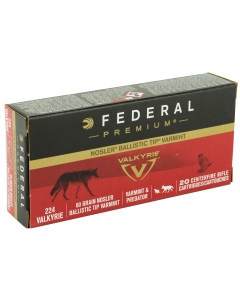 Federal Premium, 224 Valkyrie, 60 Grain, Nosler Ballistic Tip, 20 Round Box P224VLKBT1