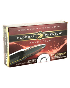 Federal Premium, 260REM, 140 Grain, Boat Tail, Soft Point, 20 Round Box P260A