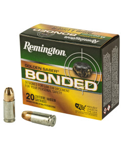 Remington Golden Saber, 9MM Luger, 147 Grain, Brass Jacketed Hollow Point Bonded, 20 Round Box 29343