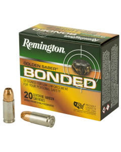 Remington Golden Saber, 9MM Luger, 124 Grain, Brass Jacketed Hollow Point Bonded, 20 Round Box 29341
