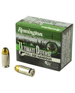 Remington Ultimate Defense, 45 ACP+P, 185 Grain, Brass Jacketed Hollow Point, 20 Round Box 28973