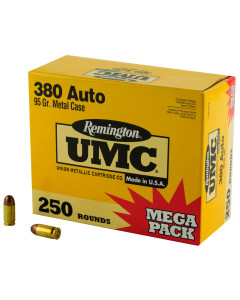 Remington UMC, 380ACP 95 Grain, Full Metal Jacket, Mega Pack, 250 Round Box 23721