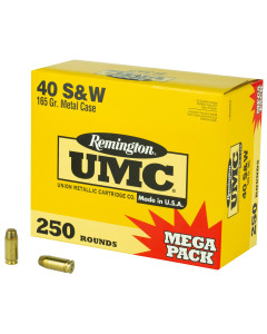 Remington UMC, 40 S&W, 165 Grain, Full Metal Jacket, Mega Pack, 250 Round Box 23773