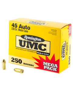 Remington UMC, 45ACP, 230 Grain, Full Metal Jacket, Mega Pack, 250 Rounds 23781