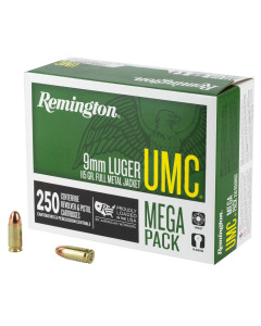 Remington UMC, 9MM, 115 Grain, Full Metal Jacket, Mega Pack,  250 Round Box 23777