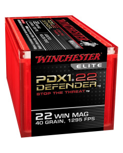 Winchester Ammunition Defender, Supreme Elite, 22WMR, 40 Grain, PDX1, Jacketed Hollow Point, 50 Round Box S22MPDX1