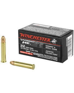 Winchester Ammunition Rimfire, 22WMR, 34 Grain, Jacketed Hollow Point, 50 Round Box S22WM