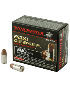 Winchester Ammunition Defender, Supreme Elite, 380ACP, 95 Grain, Bonded Jacketed Hollow Point, PDX1, 20 Round Box S380PDB