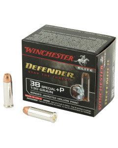 Winchester Ammunition Defender, Supreme Elite, 38 Special, +P 130 Grain, Bonded Jacketed Hollow Point, PDX1, 20 Round Box S38PDB