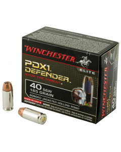 Winchester Ammunition Defender, Supreme Elite, 40S&W, 165 Grain, Bonded Jacketed Hollow Point, PDX1, 20 Round Box S40SWPDB