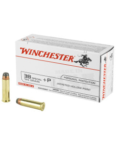 Winchester Ammunition USA, 38 Special, 125 Grain, Jacketed Hollow Point, +P, 50 Round Box USA38JHP