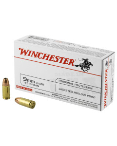 Winchester Ammunition USA, 9MM, 115 Grain, Jacketed Hollow Point, 50 Round Box USA9JHP