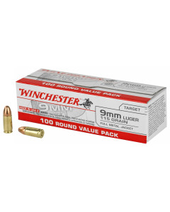 Winchester Ammunition USA, 9MM, 115 Grain, Full Metal Jacket, 100 Round Box USA9MMVPY