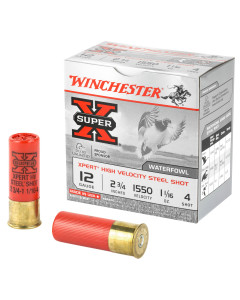 Winchester Ammunition Xpert HI-Velocity, Steel, 12 Gauge, 2.75", #4, 1.06 oz., Steel Shot, Lead Free, 25 Round Box WEX124