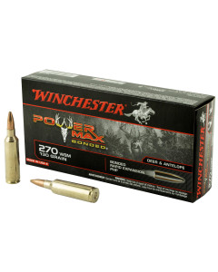 Winchester Ammunition Power Max Bonded, 270 WSM, 130 Grain, Bonded Protected Hollow Point, 20 Round Box X270SBP
