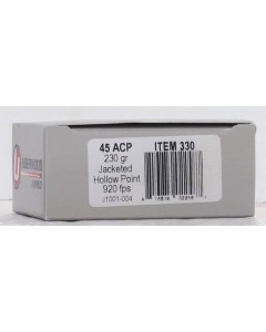 Underwood 45 ACP 230gr JHP 20rd Box