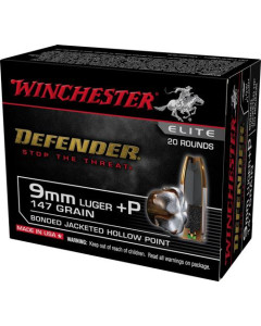 Winchester Supreme Elite 9mm+ 147gr Bonded JHP Defender 20rd Box