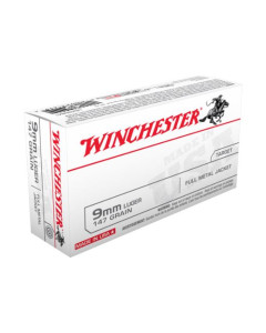 Winchester USA 9mm Luger 147gr FMJ Flat Point 50rd Box