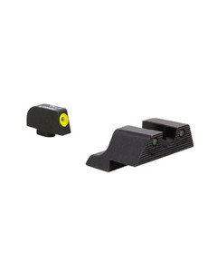 Trijicon, HD XR Night Sight Set, 3 Dot Green Tritium With Yellow Front Outline, Fits Glock 17/19/26/27/33/34