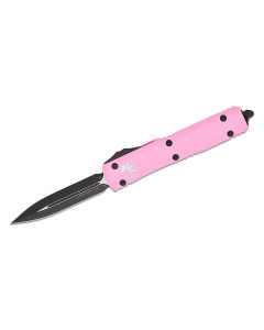Microtech Ultratech Auto OTF 3.46" Black Double Edge Dagger Blade - Barbie Blasted Pink