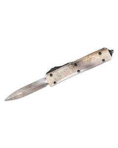 Microtech Sandtrooper Deep Engraved Ultratech Auto OTF 3.46" White Sandtrooper Double Edge Blade