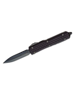 Microtech Ultratech Shado Frag Auto OTF 3.46" Black DLC Plain and Serrated Double Edge Blade