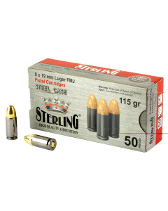 Century Arms 9mm 115gr FMJ Steel Case 50rd Box