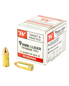 Winchester USA 9mm 115gr FMJ 50rd Box