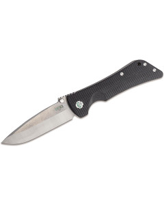 Southern Grind Bad Monkey 4" Satin Drop Point Folding Blade - Black G10 Handle
